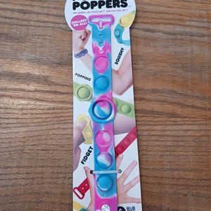Pop pop poppers bubble fidget toy bracelet for kids new in package blue hot pink